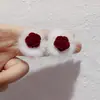Pendientes de botón con lazo festivo de terciopelo rojo para mujer, pendientes elegantes y dulces con forma de flor y borla larga, pendientes de otoño e invierno