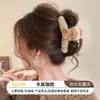 Accesorio para el cabello de pinza de tiburón marrón, de bajo volumen, esponjoso, para peinado semi-recogido, pinza grande de oso para el cabello, pinza de garra con orejas de gato y borla elegante para mujer