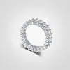 Anillo rectangular de plata S925 con circonita para mujer, chapado en oro, anillo completo de imitación de diamante, anillo de cola personalizado de moda