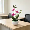 Maceta de ola de agua con orquídea Phalaenopsis de 3 flores, bonsái, planta artificial en maceta nueva con tacto realista, flores artificiales para decoración de mesa de sala de estar