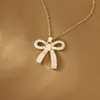 2025 Nuevo Collar Dulce de Circonita Micro pavimentada con Lazo Collar para Mujer Estilo Japonés y Coreano Pequeño Fresco Moderno Elegante