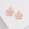Versión Coreana Aleación Goteo de Aceite Hecho a Mano con Cuentas Material Gargantilla Pulsera Collar Flor de Cerezo Rosa Colgante Pequeño Accesorio de Joyería DIY