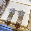 Requintado micro incrustado zircão cinco pontas estrela tassel brincos fêmea S925 agulha de prata temperamento design nicho versátil brincos personalizados