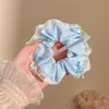 Elástico de Cabelo Oversized Estilo Coreano Intestino de Porco, Corda de Cabelo Versátil com Renda de Bolinhas, Elástico para Rabo de Cavalo Alto, Elástico de Borracha, Acessório de Cabelo de Alta Qualidade