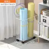 Cesta de Armazenamento para Tapete de Yoga com Rodas, Rack de Armazenamento para Equipamentos Esportivos e de Fitness, Rack de Armazenamento para Halteres, Raquete de Badminton, Rack de Armazenamento para Bola de Basquete