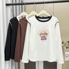 Camiseta de Manga Larga con Estampado de Dibujos Animados de Color Casual de Primavera para Hermana Gorda de 100 kg Top de Fondo para Mujer 6221
