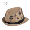 Sombrero de Playa de Protección Solar de Verano para Mujer, Sombrero Jazz con Estampado de Palmera, Sombrero de Paja Transpirable para Hombre