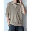 Camisa Polo Tricotada de Manga Curta para Homens com Design Falso de Duas Peças, Gola Henley Seagull, Estilo Old Money, Atacado de Fábrica Transfronteiriço de Verão