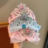 Estilo Coreano Princesa de Hielo y Nieve Corona Rosa Diadema Brillante Sencillo con Diamantes para Niños Niñas Año Nuevo Accesorios Azules Dinastía Han