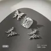 1000 Piezas de Decoraciones de Moños para Uñas de Aleación Mixta, Moños de Cinta Huecos, Pedrería Plateada para Uñas, Al por Mayor