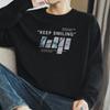 Camiseta masculina de manga comprida de algodão pesado 260g, tendência, base interna, camisa, gola redonda, roupas superiores, camiseta solta americana