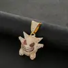 Pingente Gengar Diabinho Cheio de Diamantes Colar Hip-Hop para Homens e Mulheres Casais Engraçado Ins Rua Acessório Bonito Corrente