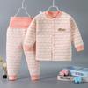 Conjunto de Ropa Interior Térmica de Tres Capas para Bebés y Niños Pequeños Cintura Alta Engrosada Ropa de Otoño para Niño y Niña Pantalones de Otoño Pijama de Otoño e Invierno para Bebé