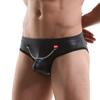 Ropa interior de moda para hombre de comercio exterior transfronterizo, imitación piel, charol, cadena de hierro, triángulo trasero vacío, bolsa con copa en U para motocicleta 1907