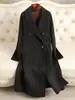 Abrigo de lana de doble cara para mujer, de longitud media, nueva colección otoño/invierno 2026, elegante estilo coreano, corte holgado, abrigo de lana de alta gama