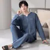Pijama de hombre 2026 nuevo otoño algodón elástico manga larga talla grande conjunto de ropa para el hogar