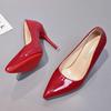 Talla 35-45 color fruta europeo y americano tacones altos ultrafinos de 12 cm zapatos de mujer escotados puntiagudos de charol talla grande ol