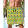 Pantalones Cortos de Cinco Puntas con Estampado de Dibujos Animados Nuevos para Hombre, Pantalones de Playa Hawaianos Versátiles para el Verano, Shorts Casuales Sueltos y Transpirables para Hombre