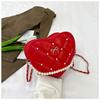 2025 Verano Nuevo Amor Lazo Cadena de Perlas Bolso Dulce Estilo Mini Bolso de Hombro Elegante Bolso Cruzado
