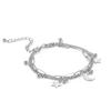 Pulsera de acero inoxidable apilada de doble capa con colgante de estrella y luna, sencilla, combinable y de estilo coreano para chica Mori.