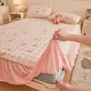 Saia de Cama e Colcha Classe A Dois em Um Colcha de Leite para Outono e Inverno Saia de Cama Espessa Quente Antiderrapante Conjunto de Três Peças
