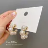 Brincos de Metal Semi-Circulares Irregulares com Pérolas Falsas Dongdaemun Coreano, Brincos de Tarraxa Minimalistas da Moda