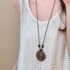 Collar vintage de metal con lazo desgastado, estilo nacional, bohemio, sencillo y versátil, con anillo largo colgante 2025