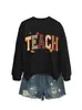 Amazon eBay site independente casual e confortável feminino tech estampa xadrez folha de bordo estrela leopardo outono e inverno moletom