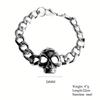Pulsera de calavera de acero de titanio transfronteriza Amazon que no se desvanece de alta gama para hombre pulsera de cadena cubana plateada