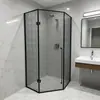 Decoración del Hogar B&B Personalizada de Fábrica Acero Inoxidable Forma de Diamante Baño Ranura de Vidrio Negro Mate Puerta Partición Cortina de Ducha