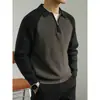 Suéter de Tricô Novo Estilo Outono e Inverno Camisa Masculina Gola Lapela Raglan Meio Zíper Luxo Leve Negócios Atacado Transfronteiriço
