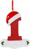 Letra Inicial de Navidad con Gorro Rojo Decoración de Letra, Decoración Colgante para Árbol de Navidad DIY Colgante Personalizado Regalo