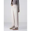Pantalones deportivos de pana con forro polar retro para hombre y mujer, invierno, corte holgado, adelgazantes, cintura alta, cordón, puños, casual
