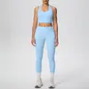 Nuevo Estilo de Cuello Halter Espalda Hermosa Conjunto de Sujetador Deportivo Nube Ajustado Cintura Alta Levanta Glúteos Ropa de Yoga Secado Rápido Ropa para Correr y Fitness