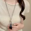 Dinheiro Antigo Estilo Chinês! Colar Pingente em Tons de Marrom para Mulheres, Corrente Clavicular de Luxo de Alto Padrão, Acessório Longo de Verão