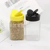 Garrafa Quadrada Transparente de Plástico PET para Temperos 360ml (12oz) com Tampa Flip de Dupla Abertura