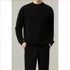 Suéter para hombre para otoño e invierno, nuevo de cuello redondo ajustado cálido casual de alta gama para hombre, color liso, camiseta básica, ropa de hombre de moda