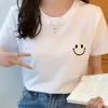 Camiseta de Verano Estilo Coreano Holgada de Manga Corta para Mujer, Camiseta Versátil Casual con Cuello Redondo y Estampado, Top Casual para Mujer, Ropa para Mujer