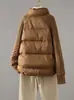 Nueva Moda Europea Tendencia Chaqueta Corta de Plumas para Mujer 2026 Elegante Patchwork Mangas de Punto Engrosada Pluma de Pato Blanca Abrigo de Invierno