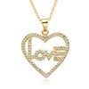 Novo pingente LOVE transfronteiriço, celebridade online elegante micro-incrustado de cobre banhado a ouro acessórios pendentes em forma de coração