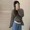 Suéter com capuz em cores de doce para usar por cima, novo outono e inverno, solto, casual, blusa de tricô estilo coreano para mulheres
