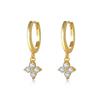Pendientes de Plata de Ley S925 Yuanfan con Forma de Trébol de Cuatro Hojas y Circonita, Lujo Ligero, Pendientes Sencillos y Versátiles para Mujer, Venta al por Mayor Transfronteriza en Stock