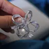 Acessórios DIY broche flor laço oco de alta qualidade pino de cobre banhado a ouro zircônia microincrustada corsage de pérola suporte vazio