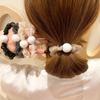 Coreia Dongdaemun Nova Sereia Ji Pérola Organza Elegante Laço Francês Cabelo Corda Elegante Elegante