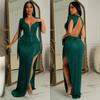 X6148 AliExpress Amazon Moda Europea y Americana Vestido sin Mangas con Escote en V Espalda Descubierta de Color Sólido con Cuentas y Borlas para Mujer