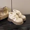 Botas de Nieve de Suela Gruesa para Mujer 2026 Otoño/Invierno Nuevas Versátiles Moda para Exteriores Cálidas Con Felpa Adentro Retro Aumentadoras de Altura Botas de Piel