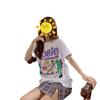Wubicai Ropa de Verano Estilo Americano Dibujos Animados Nueva Talla Grande Camiseta de Manga Corta para Mujer Cuello Redondo Top Holgado Ropa para Estudiantes Venta al por Mayor