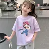 Camiseta fina de algodón puro para niña, talla grande, manga corta holgada, top de moda de verano, nuevo, elegante, moderno, de media manga