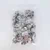 Saco com 50 conjuntos de botões grandes brancos de aço inoxidável 201 de 15mm, botões de pressão de metal de quatro cores, botões ocultos de pressão invisíveis sem costura