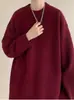Suéter versátil de color liso estilo americano con cuello redondo para hombre, nueva colección de otoño e invierno, prenda de punto holgada elegante y casual